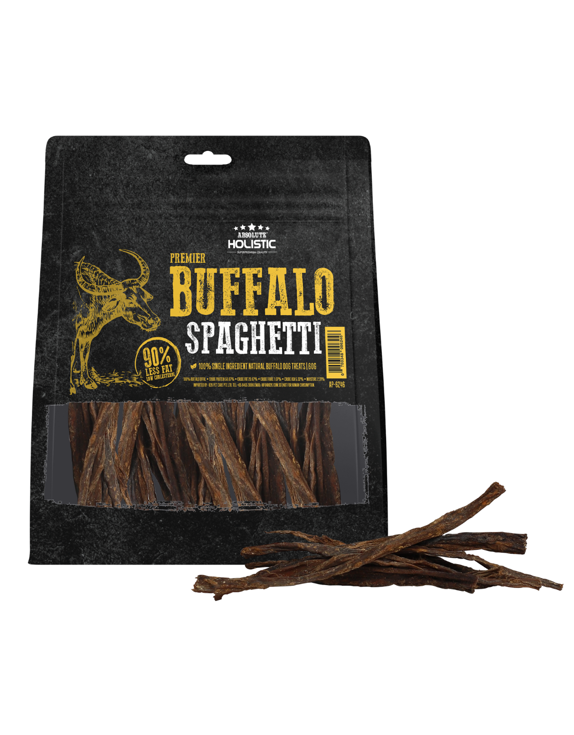 Absolute Holistic Premier Buffalo 尊貴水牛小食 (狗用) - 100%水牛根棒 Buffalo Spaghetti 60g