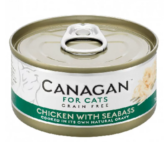 Canagan 原之選 –  Chicken with Seabass 無穀物雞肉+鱸魚貓罐頭 75g