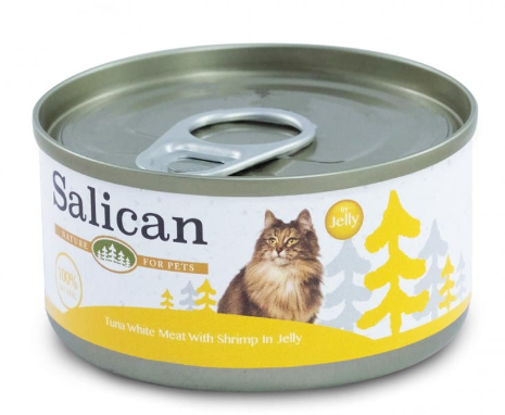 Salican – 經典吞拿魚系列 Tuna White Meat with Shrimp in Jelly 白肉吞拿魚、鮮蝦啫喱貓罐頭 85g